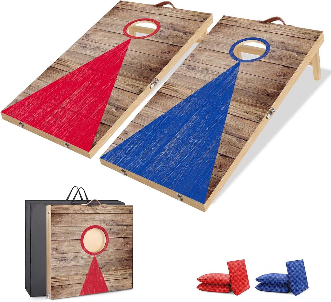 Wooden Cornhole Board Set with Bean Bags, Choose 4x2 or 3x2 2x1.3 ft Corn Hole Boards, Portable Outdoor & Indoor Toss Game Sets for Kids Adults and Family Party Camping Equipment