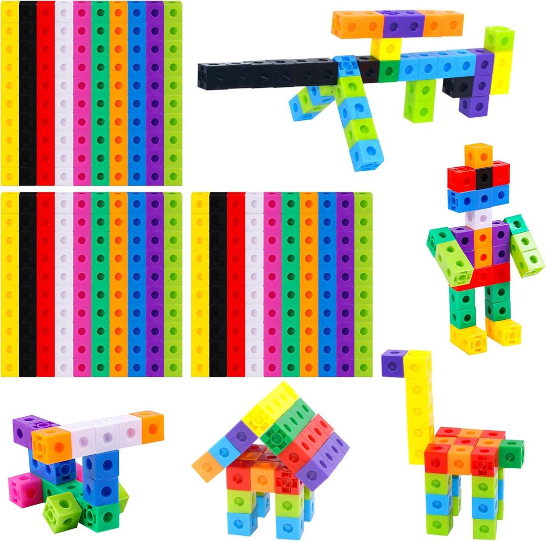 SpriteGru 300PCS Math Linking Cubes, Math Cubes Manipulative Connecting and Counting Snap Blocks for Early Math and Construction, Educational Toy for Preschool, Kindergarten, Homeschool