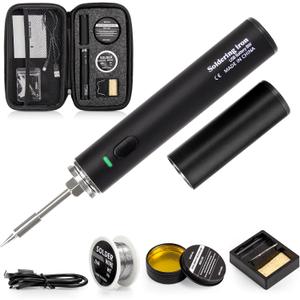 Cordless Soldering Iron Kit, 1200mAh USB Portable and Rechargeable Gun Pen, 3 Temperature Adjustable Wireless Soldering Iron for Small Soldering Projects, Home Appliance Repair, DIY (Large)