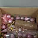 Cinrobiye Christmas Tree Decoration Set Including 48 Christmas Ornaments Balls,12 Bows,Tree Topper,Tree Skirt,Mesh Ribbon for Xmas Trees Holiday Party Garland Indoor DIY (Pink&Gold)