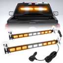 [Upgraded] Switchable 4 Colors Emergency Strobe Traffic Advisor Light Bar 162 LED Windshield 2 in 1 Visor Safety Warning Hazard Flashing Lights for Firefighter Police Truck Vehicle (Amber/White)