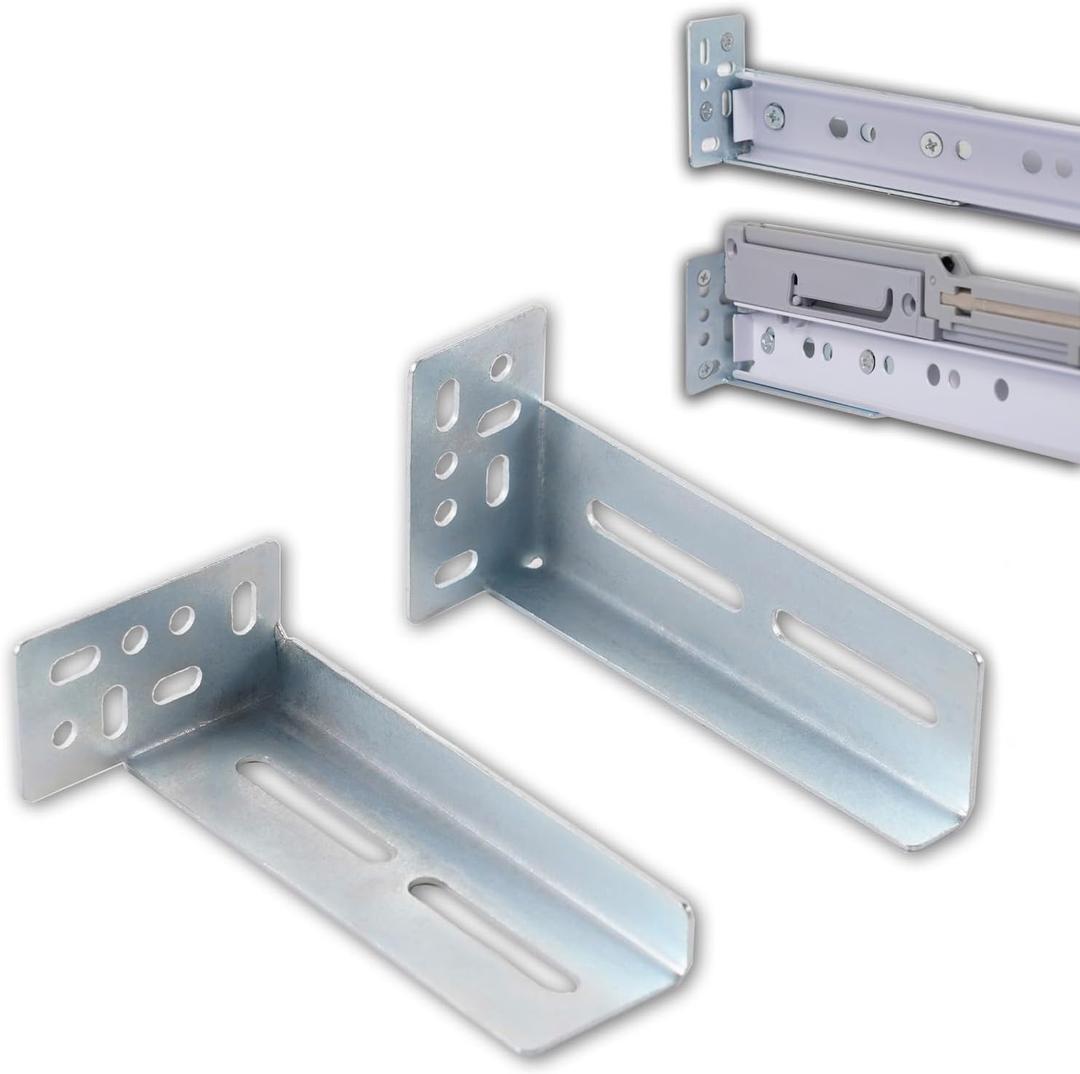 Face Frame Rear Mounting Brackets 2 Pairs for Drawer Slide Cabinet Drawer Guides Slides Rails Bracket for Face Frame Install, with Screws