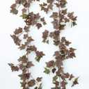 Mizii 2 Strands Artificial Vines Ivy Garland 74" Fake Vine with Silk Green Leaves Faux Hanging Plants Greenery Decoration for Bedroom Home Wall Party Wedding Arch Apartment Room Decor (Purple Green)