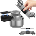 Magnetic Measuring Cups and Spoons Set - 304 Stainless Steel | Dual-sided Design | Set of 15 with Leveler | Strong N52 Magnetic Nesting