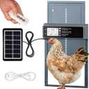 Automatic Chicken Coop Door Solar Powered, LCD Display Automatic Chicken Door with Timer & Light Sensor Mix 4Modes, Aluminum Alloy Chicken Door, Range 20M Remote Control Solar Chicken Coop Door (Blue)