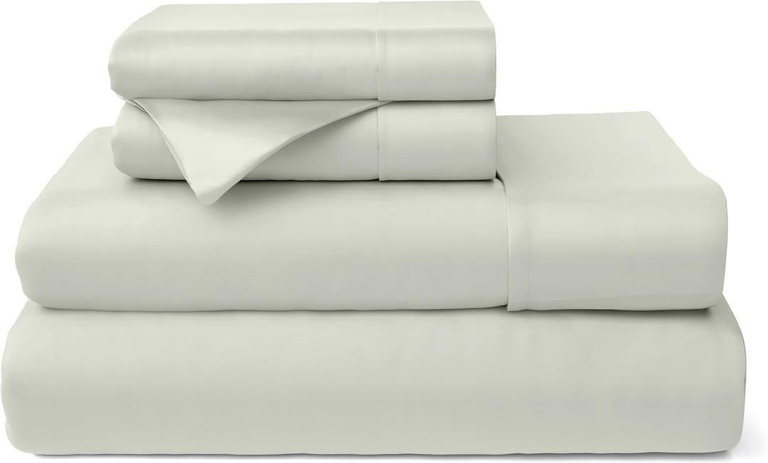 Cosy House Collection 100% Rayon Derived from Bamboo Bed Sheet Set - Cooling, Breathable, Silky Soft 4-Piece Deep Pocket Bedding Set (Queen, Silver)