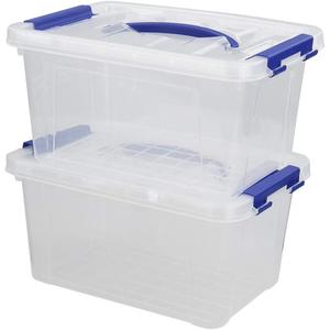 Jekiyo Clear Plastic Storage Bin, 6 Quart Latching Box Tote with Lid, Set of 2