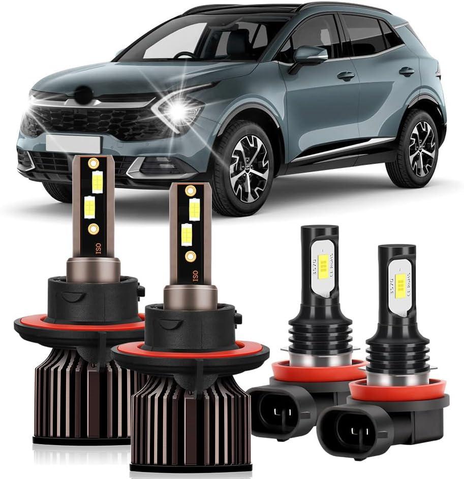 For Kia Soul 2009-2020 Lights Bulbs With Cooling Fan, 400% Brightness Hi and Lo Beam+Fog Light Bulbs, 6000K Cool White, 30000LM Super Bright, Efficient Heat Dissipation, Plug And Play, 4PCS