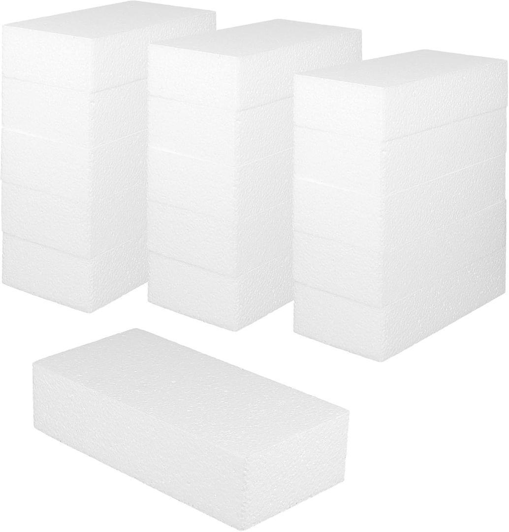 MUKLEI Craft Foam Blocks, 16 Pack 6x4x2in Polystyrene Blocks, Rectangle Foam Brick for Crafts, Flower Arrangements, DIY Sculpting, Art Projects, White