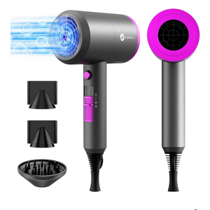 Slopehill Professional Ionic Hair Dryer, Powerful 1800W Fast Drying Low Noise Blow Dryer with 2 Concentrator Nozzle 1 Diffuser Attachments for Home Salon Travel