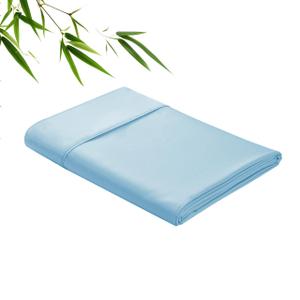 Bamboo Viscose Flat Sheets Only, Sateen Weave Calking Size Flat Sheet Only, Luxury Soft Cooling for Hot Sleepers, Silky Breathable (Light Blue, Calking) 106'' x 108''