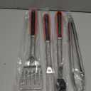 Double Two 4-Piece Stainless Steel BBQ Tool Set - Tong, Fork, Spatula, Brush - Utensils for Grill - Tools for Outdoor Grilling- BBQ Kits (red)