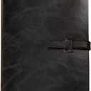 Photo Album 4x6 200 Photos, Genuine Leather Albums Page Refillable with 30 Pieces Writing Paper, Best Gift for Travel Wedding Kids Graduation Baby Picture Album Scrapbook (Black)