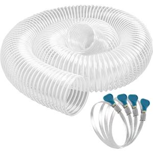 4" x 10' Dust Collection Hose, Puncture-Resistant, Flexible Clear PVC Collection Hose with Carbon Steel Wire Coil for Dust Collectors