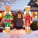 Wenqik 2 Pcs Large Christmas Nutcracker Outdoor Decorations with LED Light, Nutcracker Yard Sign with Stakes 39 x 13 Inch Christmas Outdoor Yard Decorations for Xmas Holiday Lawn Porch Party Supplies