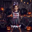 JenPen Scary Halloween Cheerleader Outfit for Girl Kid Bloody Cheerleader Costume Bow Set Dress up Cosplay Party (5-7 Years, Purple Gauze)