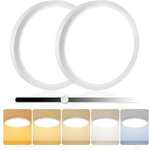 2Pack 15.8 Inch LED Flush Mount Ceiling Light, 35W, 3850LM, 2700K-5000K 5CCT Selectable & Dimmable, White Round Flat Panel Light for Hallway, Kitchen, Bedroom, Laundry Room, 15.8 inch-2pack-CRI Standard