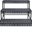 3 Tiers Metal Plant Stand,Rectangular Ladder Flower Pots Outdoor, Indoor Plant Display Rack, Heavy Duty Utility Storage Organizer for Home Garden Patio Balcony, Stair Style (Black)