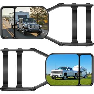 Towing Mirrors, Mirror Extensions For Towing, Mirror 360 Degree Rotation, Adjustable Dual View Tow Mirrors for Vehicle Car Truck Trailer Auto Caravan, 2PCS