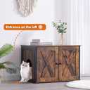 Dwanton Litter Box Enclosure, Cat Litter Box Furniture Hidden, Reversible Entrance Can Be on Left or Right Side, Wooden Cat Washroom Indoor, Rustic Brown, 27.6 Inches