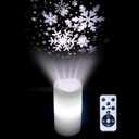 Christmas Decorations Flameless Candles with Snowflake Projector Lights Battery Operated LED Candle Indoor Xmas Light Projection with Remote and Timer (1-Pack)