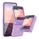 FABSPARK Case for Samsung Galaxy Z Flip 6 Built-in Screen Protector, Hinge Protection, Sparkly Bling Glitter Crystal Clear Transparent Slim Fit Acrylic Hard PC for Samsung Z Flip 6 Case, Glitter Purple