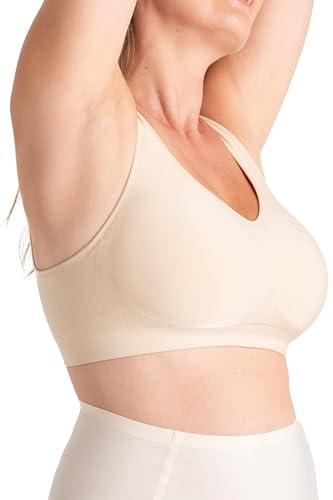 SHAPERMINT Bras for Women No Underwire - Seamless Bras for Women, Wireless Bra, Adjustable Plus Size Bra Beige, XL