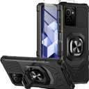 for HMD Vibe Phone Case with Tempered Glass Screen Protector,Military Grade Heavy Duty Shockproof Protective Cover,with Ring Kickstand (HMD Vibe,Black)