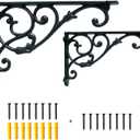 2 Pack Decorative Shelf Brackets,11 Inch Cast Iron Shelf Supply,Antique Black Corbel,Screws Anchor Included
