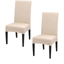 Stretch Chair Covers Set of 2 for Dining Room, 2 Pack Kitchen Chair Protector for Party Wedding, Beige
