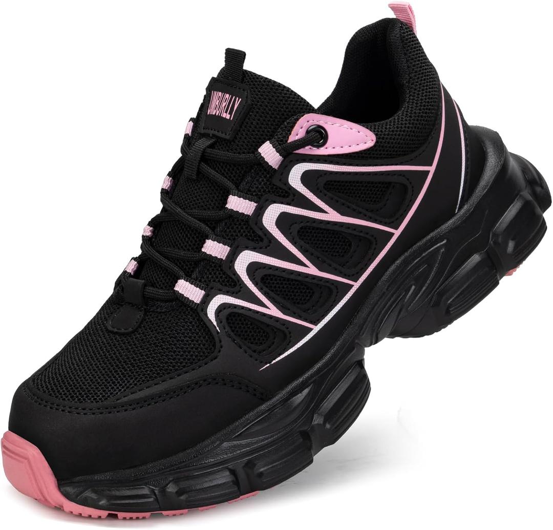 Steel Toe Shoes for Women Men Wide Non Slip Composite Work Sneakers Indestructible Comfortable Safety Tennis Shoes Lightweight Breathable Construction Sneakers Puncture Proof Ergonomic Design (8.5 Women/7 Men, Black - ink)