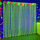 Mega-L Glow In The Dark Party Supplies, Pack of 2 Neon Party Decorations 3.3 x 6.6 ft Fluorescent Macaron Yellow Round Tinsel Foil Fringe Curtains, Photo Booth Prop Backdrop Streamer Birthday Party Decor, Set of 6