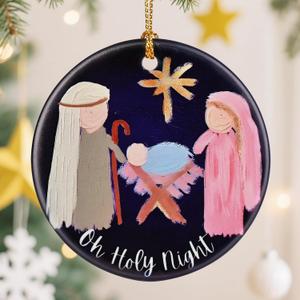 Nativity Scene Christmas Ornament, Jesus Birth Christmas Ornament, Holy Family Decoration, Religious Holiday Decor | Gifts for Christian, Gifts for Religious Women - Style H
