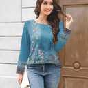 Disamer Long Sleeve Shirts for Women Fall Clothes Teacher Outfits 2026 Button Blouses Dressy Casual Square Neck Tunic Tops (Blue, M)