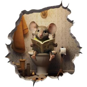 Mouse Reading Book Walls Decal Peel and Stick for Kids Room, Classroom Wall Decor - 3D Effect Wall Mural, Ideal Wall Stickers & Murals, Decorative Decal for Educational Spaces Design 23