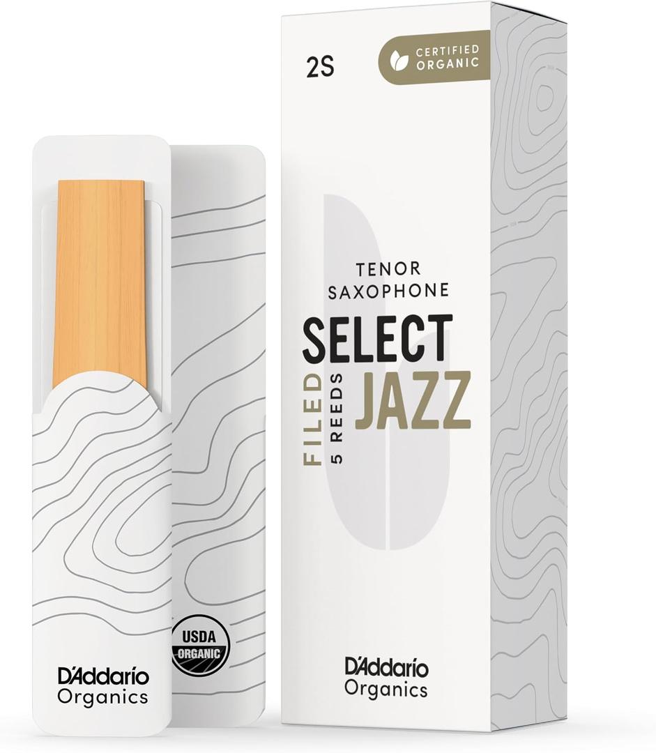 D'Addario Organic Select Jazz Filed Tenor Sax Reeds 2 Soft, 5-Pack (Beige, S)