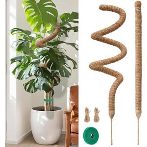 2 Pack Moss Pole Monstera Plant Support 63 Inch Bendable Monstera Support for Climbing Plants Extra Large Handmade Moss Poles Aluminum Plant Support Stakes Indoor Grow Upwards