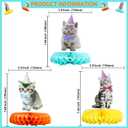 Gyufise 9Pcs Cat Honeycomb Centerpieces Cat Birthday Party Supplies Kitten Party Decorations Lovely Cat Decoration Table for Cat Theme Birthday Party Baby Shower Supplies