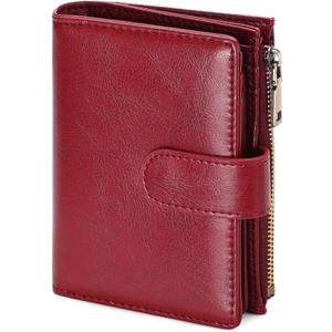 GAEKEAO Womens Wallet Small Vegan Leather RFID Blocking Bifold Zipper Pocket Wallet Card Case Purse with ID Window