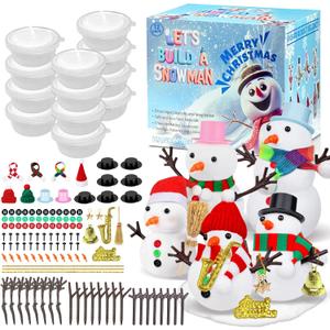 Outivity 12 Pack Build a Snowman Kit, Winter DIY Crafts for Kids, Modeling Clay Snowman Craft Kit, Kids Snowman Activities & Craft Gifts (141pcs)