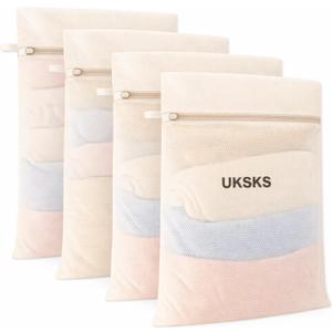 Durable Honeycomb Mesh Laundry Bags for Delicates, Lingerie, Socks and Gloves, Yoga Pants, Jeans or Even Jackets, Scarves (4Pcs 16 x 20 Inches Large)