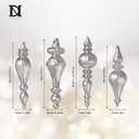DN DECONATION Mercury Glass Finial Christmas Ornaments, Large Hanging Teardrop Ornament, Shiny Ball Ornaments for Xmas Tree, Winter Wedding, Party, Holiday Home (4-Pieces, Silver) (Set of 4)
