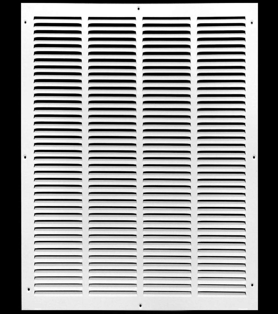 HVAC Premium 18'' x 24'' [Duct Opening] Flat Stamped Steel Return Air Grille - Sidewall and Ceiling - HVAC Vent Duct Cover - White [Outer Dimensions: 19.75''w X 25.75''h]