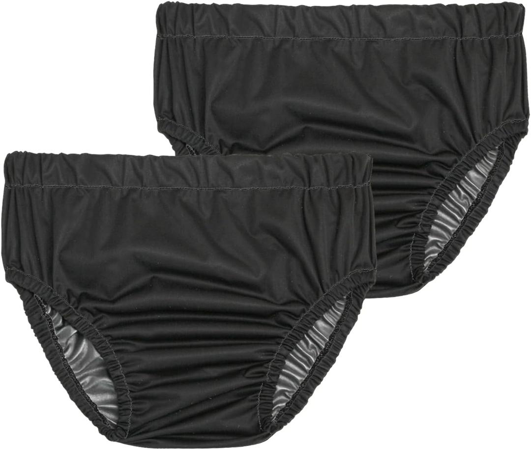 Joyo roy 2PCS Plastic Pants for Adult Diapers Incontinence Protective Briefs & Underwear Washable Incontinence Underwear Women and Men Waterproof Underwear for Women Plastic Underwear for Adults XXL (Black)