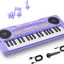 Upgraded 37 Keys Kids Piano Keyboard Portable Toddler Music Toy Keyboard with Microphone Musical Instrument Birthday Gift for 3 4 5 6 Boys Girls, Purple, Standard