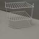Home Basics Corner Rack, White, Vinyl Coated Steel, Rust Resistant, 2-Tier Shelf, Keeps Spices and Cups Organized, 9x9x8.5in