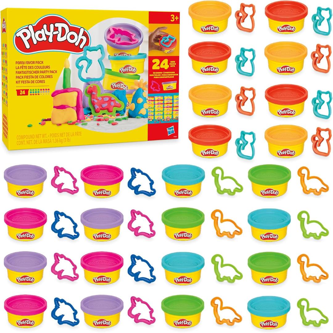 Play-Doh Party Favor Pack, Bulk 24 Pack of Modeling Compound with Cutters, Non-Candy Treat Bag Fillers, Giveaways & Prize Toys for Kids 3 Years & Up