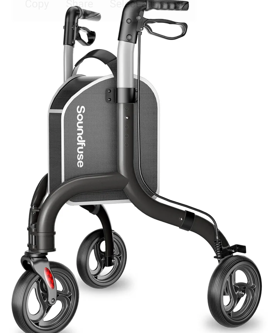 3 Wheel Walkers for Seniors, Lightweight Foldable Aluminum Rollator Walker, Height Adjustable Three Wheel Walker, Black