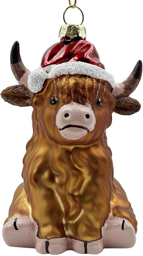 Cute Highland Cow Glass Blown Ornament for Christmas Tree
