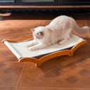 JUNSPOW Sisal Cat Scratcher Bed for Indoor Large Cats Lounger & Sleep, Natural Durable Cat Scratching Hammock Pad Board, Solid Wooden Kitten Chair Furniture Easy Assembly